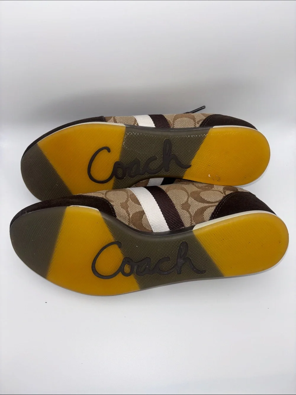 Coach Brown & Cream Monogram Lace-Up Sneakers